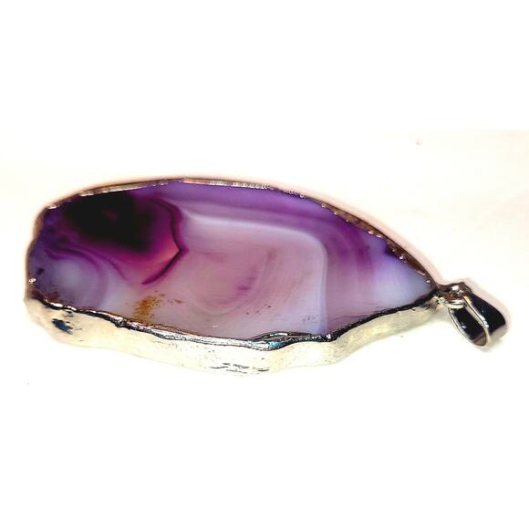BoHo Silver Plated Banded Agate Pendant - Picture 12 of 12